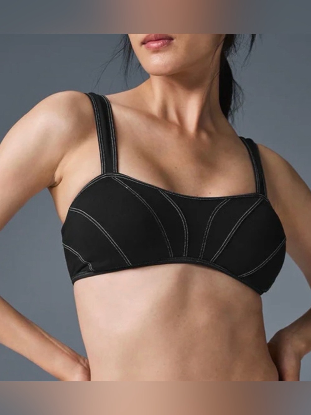 Black Seam-Detail Support Bra — Women Intimates